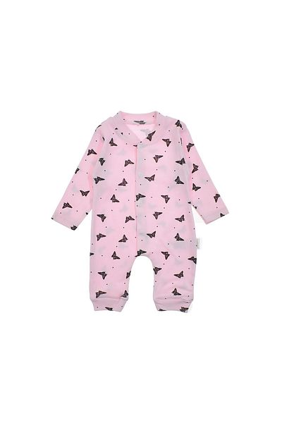 dinamik çocuk Baby Girl Butterfly Printed Snap Fastener Newborn Baby Romper 100% Cotton Flexible 1-3-6 Months