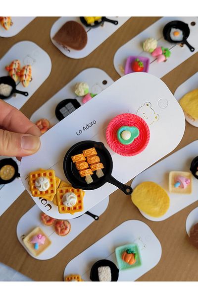LO ADORO 3 Pieces Gastronomy Masterchef Buckle Chips Buckle Pan Basket Fun Buckles