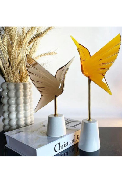 Mioletti Mermer Kaideli Amber Reçine Kuş Obje