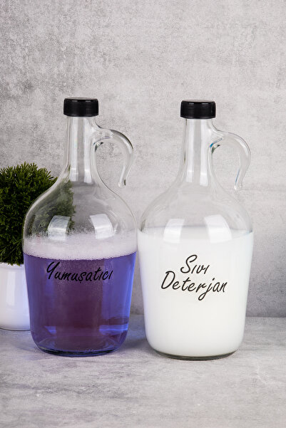 DNS HOME Набір з 2 скляних мийних засобів Рідкий миючий засіб та пом'якшувач Скляна банка для зберігання Пляшка для миючого засобу 1500 мл