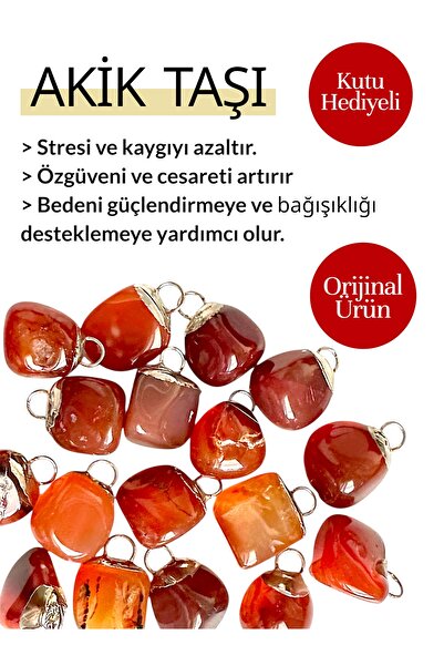 Vexa Aksesuar Doğal Akik Taşı Kolye Ucu veya Cep Taşı – Şifalı Enerji Taşı