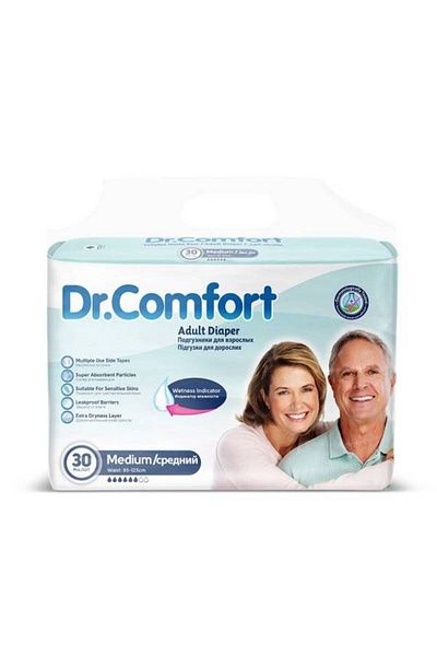 Dr.Comfort Scutece pentru adulți cu închidere cu velcro M, 85-125 cm, 30 buc