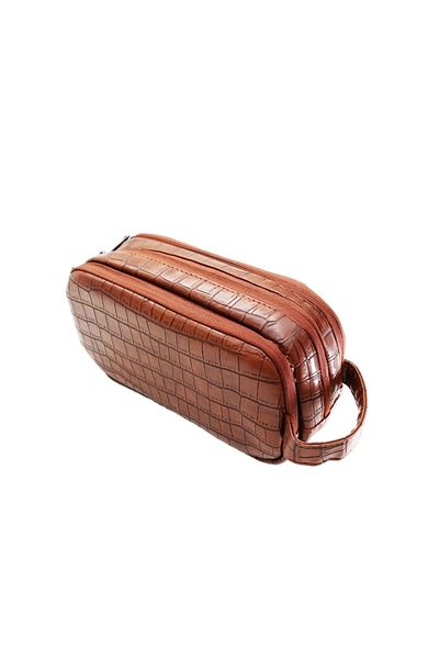 S-TOP Men's leather handbag with safety lock, for carrying tools and cosmetics, for travel and business trips
