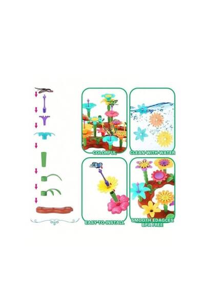 OEM Flower Garden Construction Set, Multicolor, 144 Pieces