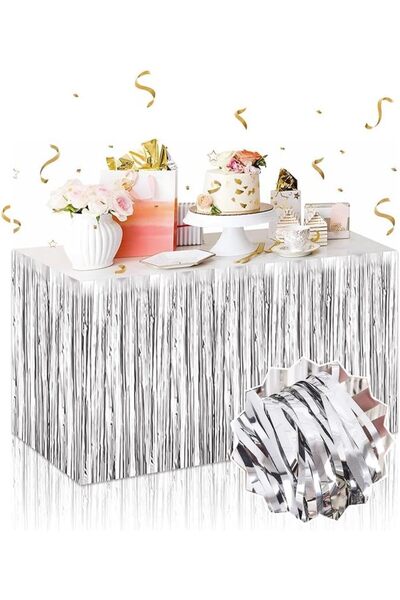 Leyaton Lwlhmrs-Ieg Ieg ™   Silver Metallic Table Skirt 275X75 cm – Self-Adhe...