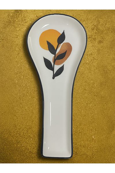 Piatti Naturali Kitchen Set of 2 - Fall Pattern - Dirty Cutlery Holder, Spoon Rest, Handmade Ceramic Gift