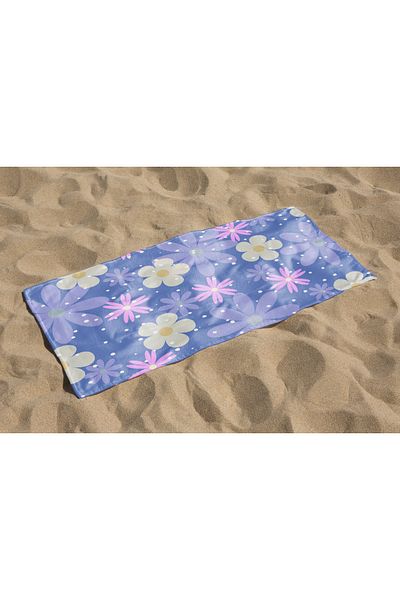 Home Daisy Flower Patterned Digital Printed Women's Beach Bath Towel