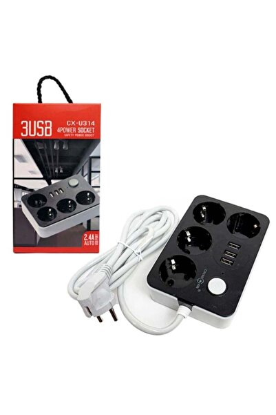 bilger Akım Koruyuculu Priz 3USB Port 4'Lü Priz Hızlı Şarj