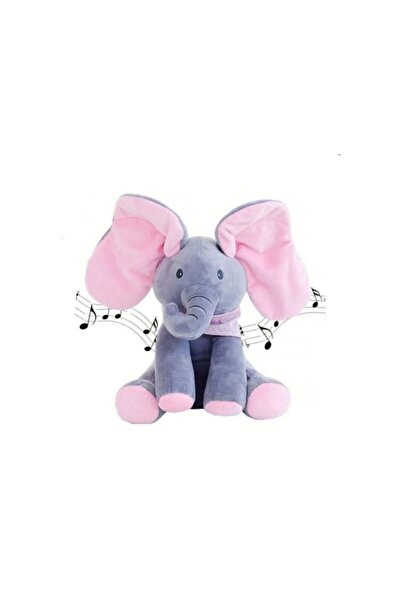 OEM Elefant interactiv Cucu Bau, canta si vorbeste, isi acopera fata si urechile, 35 cm