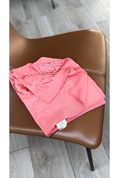 Imannoor Monogram Shiny Jakar Şal Şeftali