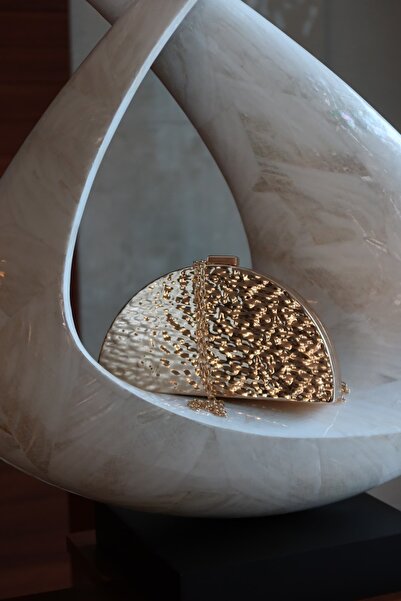 Moom Bag Γυναικεία τσάντα ώμου με χρυσό μεταλλικό σχέδιο