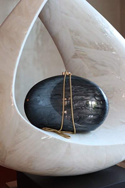 Moom Bag Women's Black Oval Acrylic Chain Shoulder Bag