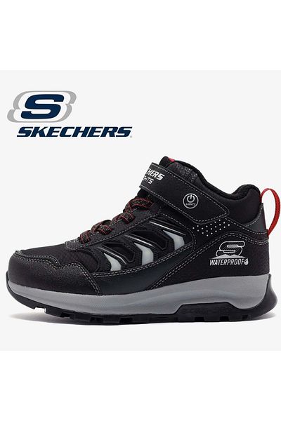 SKECHERS Storm Blazer - Glow Roam 406410L Rubber Sole Orthopedic Lighted Children's Boots Black