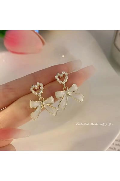 Fashionjewelery Pearl Bow Earrings Bijut