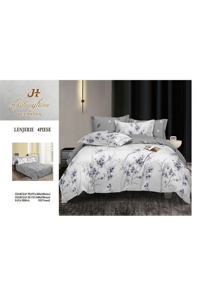 FIONNA.RO Superior Satin Cotton Bed Linen - Grey Twigs
