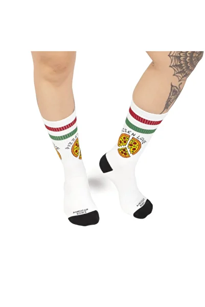American Socks Pizza Love Mid High Socks