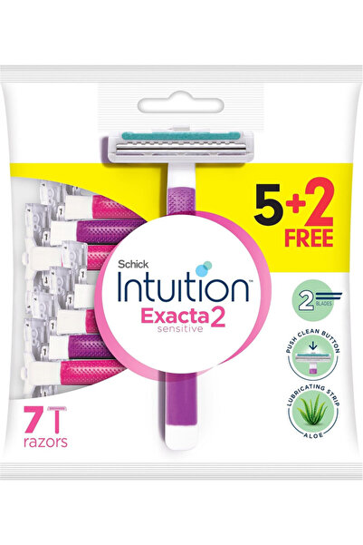 INTUITION ماكينة حلاقة Exacta2 Sensitive للاستخدام مرة واحدة للنساء، عبوة من 5 قطع للبشرة الحساسة،