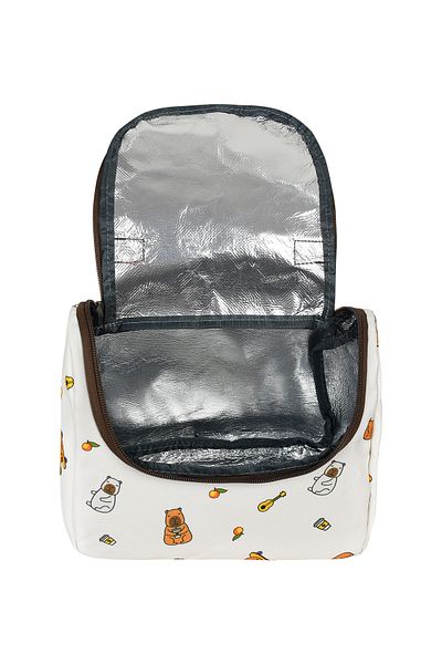 Esbuik Orthopedic 3-Piece School Bag Set with Cabybara Patterned Thermal Lunch Box and Pen Holder Gift