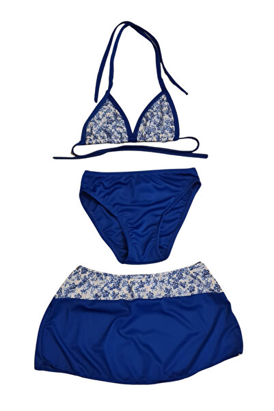 Glowzia Floral Patterned Girl's Skirted Bikini Set
