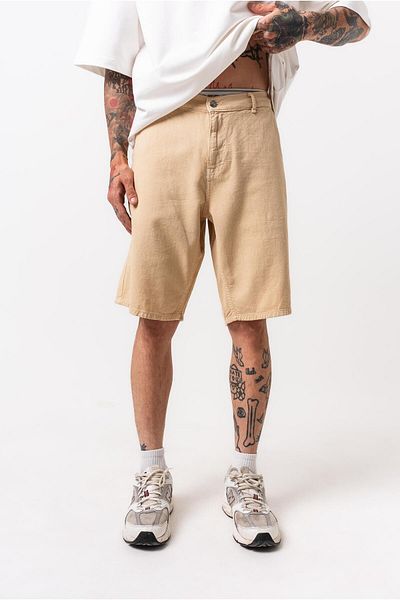 Respire Men's Piece Paint Shorts Beige