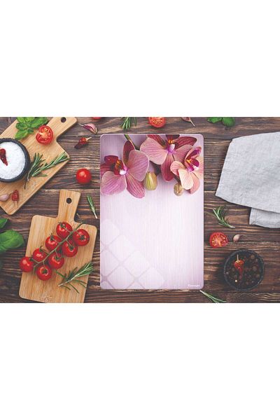 CONCEPT CAM Glass Cutting Board and Presentation Holder, 25X35, 4 Mm, Colorful Pattern