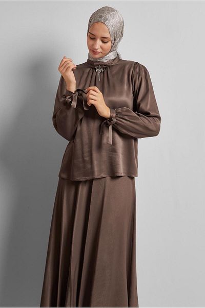 Alvina Belted Satin Skirt Suit 45706