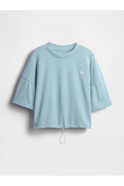 GAP Kadın Açık Mavi VintageSoft Logo Bungee Sweatshirt