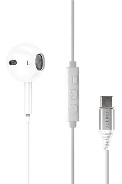 seeken SMC-920 USB-C Mono Earphone with Mic – Type-C Connector, White