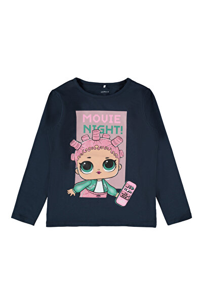 Name it تي شيرت بأكمام طويلة مطبوع عليه L.O.L - أزرق ياقوتي داكن