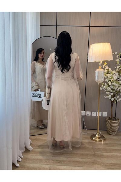 HOOR AL-YASMEEN Hand-embroidered stretch taffeta dress