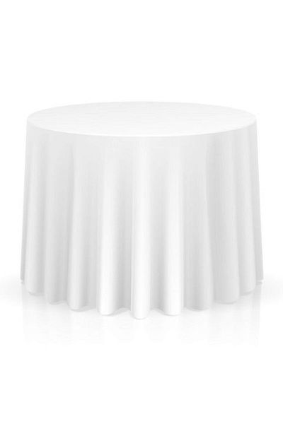 Ralex White Round Tablecloth, 200 cm, 50% Cotton + 50% Polyester, Event Type, Restaurant