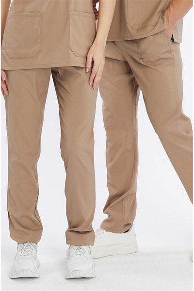Çatı Medikal Happiness Basic - Lycra Doctor Nurse Scrubs Χειρουργική φανέλα μονής βάσης (UNISEX), μπεζ