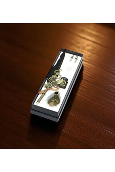 Kuzey Tacı Divit Hokka Seti Kuş Tüyü Tasarımlı Siyah Vip Hediyelik