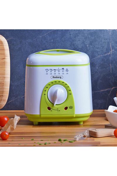 rosberg Mini fryer R51980B, 1 liter, 950W, 80-190 C, White/green