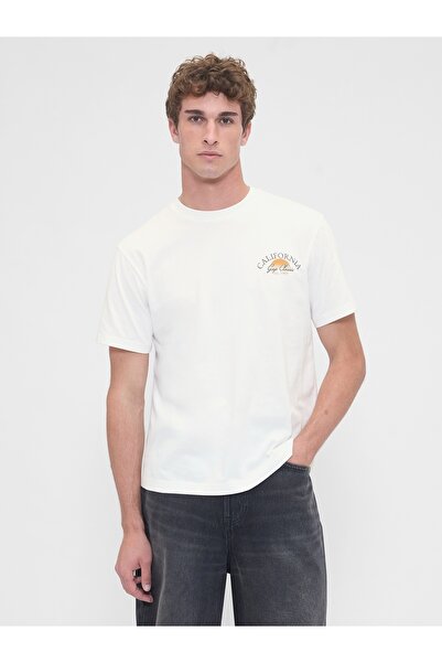 GAP Erkek Beyaz Everyday Soft Relaxed Grafik T-Shirt