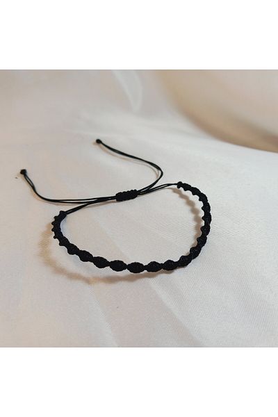 Crystal Atelier Unisex Black Macrame Braid Adjustable Bracelet with Elevator - Spiral Macrame Braid Rope Bracelet