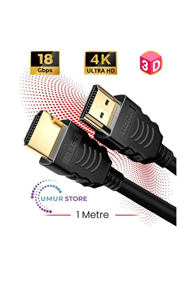 Genel Markalar HDMI 2.0 4K Ultra Hd 60 Hz Ses ve Görüntü Aktarım Kablosu 1 Metre
