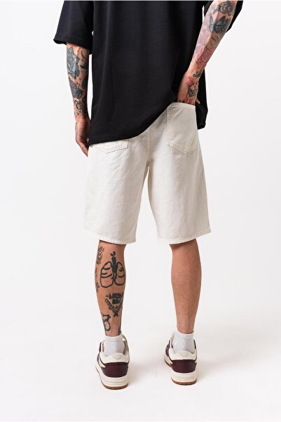 Respire Men's Piece Paint Shorts Ecru