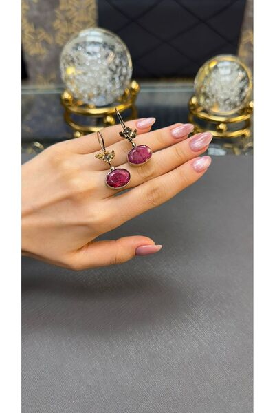 Gümüşhanesi Yakut taşlı otantik gümüş küpe