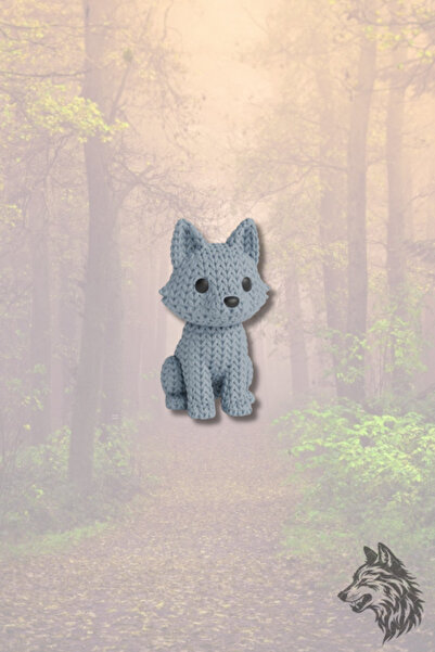 mmb Breloc cu model de lup tricotat – plastic dur, ornament pentru geantă și ...