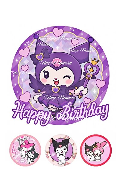 telaşe memuru Kuromi Pasta Süsü Şekerli Kağıda Baskı Yenilebilir Kağıt Pasta Baskısı ve Pasta Resmi Model 8