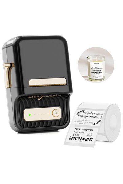 NiiMbot B21 Bluetooth Label Printer, Thermal Label Maker for Home, Office, Business, 50×30mm, Black