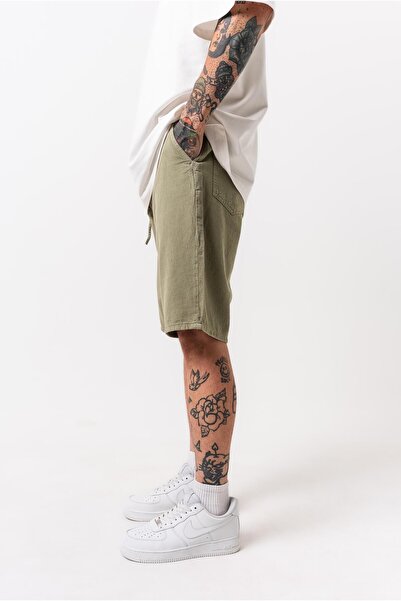 Respire Men's Piece Paint Shorts Khaki
