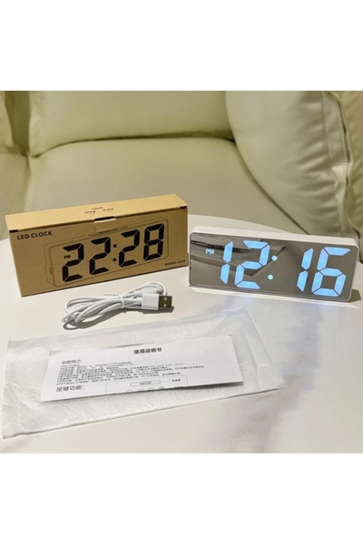 HALL BREATHE Büyük Aynalı Dijital Masaüstü Çalar Saat, Siyah Renk