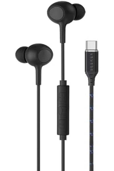 seeken Type-C Stereo Wired Earphones - Black | High-Resolution Audio | Long Battery Life | Premium D