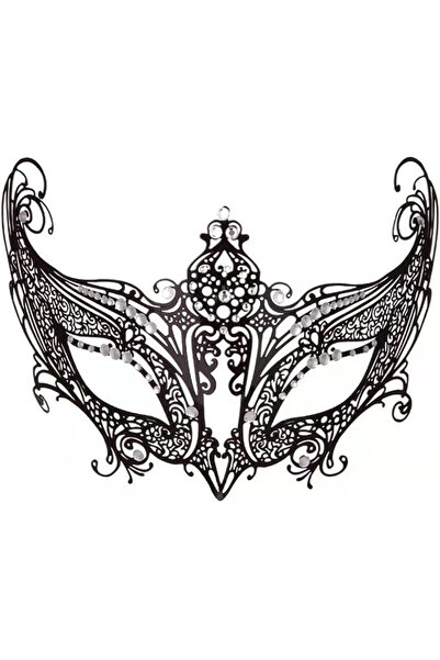 Amfsqj Mască de carnaval venețiană AMFSQJ, metal, neagră, 15 x 13 cm