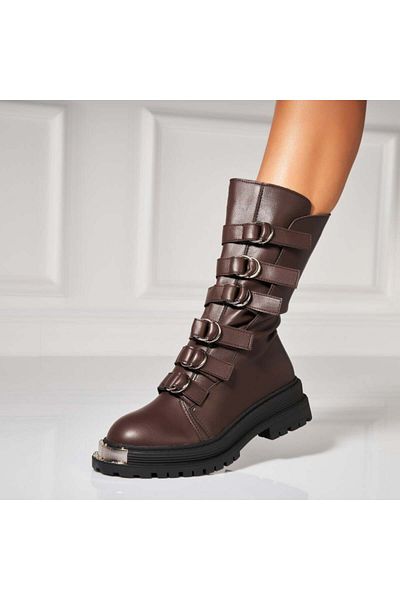 Joana Women's Brown Fur-lined Boots Made of Wynter Eco-Leather