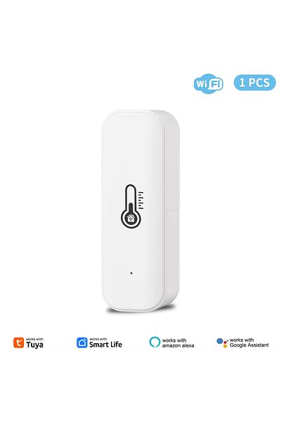 Choice8 قطعة واحدة من مستشعر درجة الحرارة والرطوبة Tuya WiFi Smart Life Remote Monitor للمنزل الذكي والعمل مع Alexa G