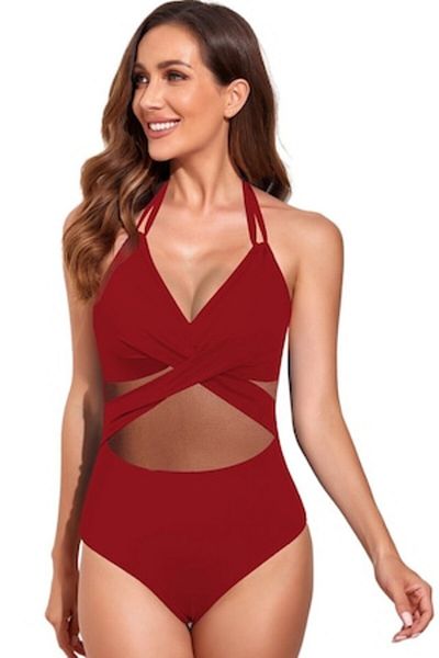 Mixbo - Costum de baie dintr-o singură piesă, culoare vișinie, mărimea S