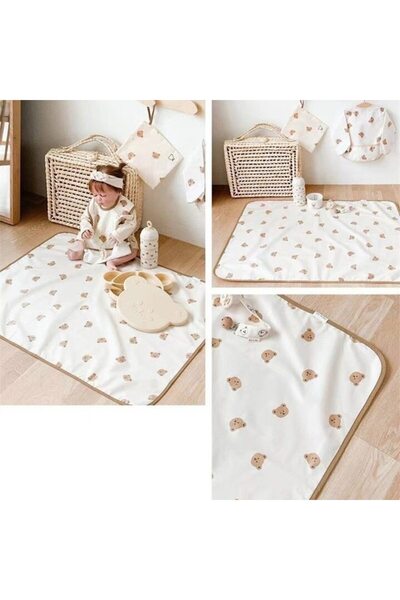 Mixbo Saltea impermeabilă reutilizabilă pentru bebeluși Mixbo, veverițe, 70 x 90 cm, crem